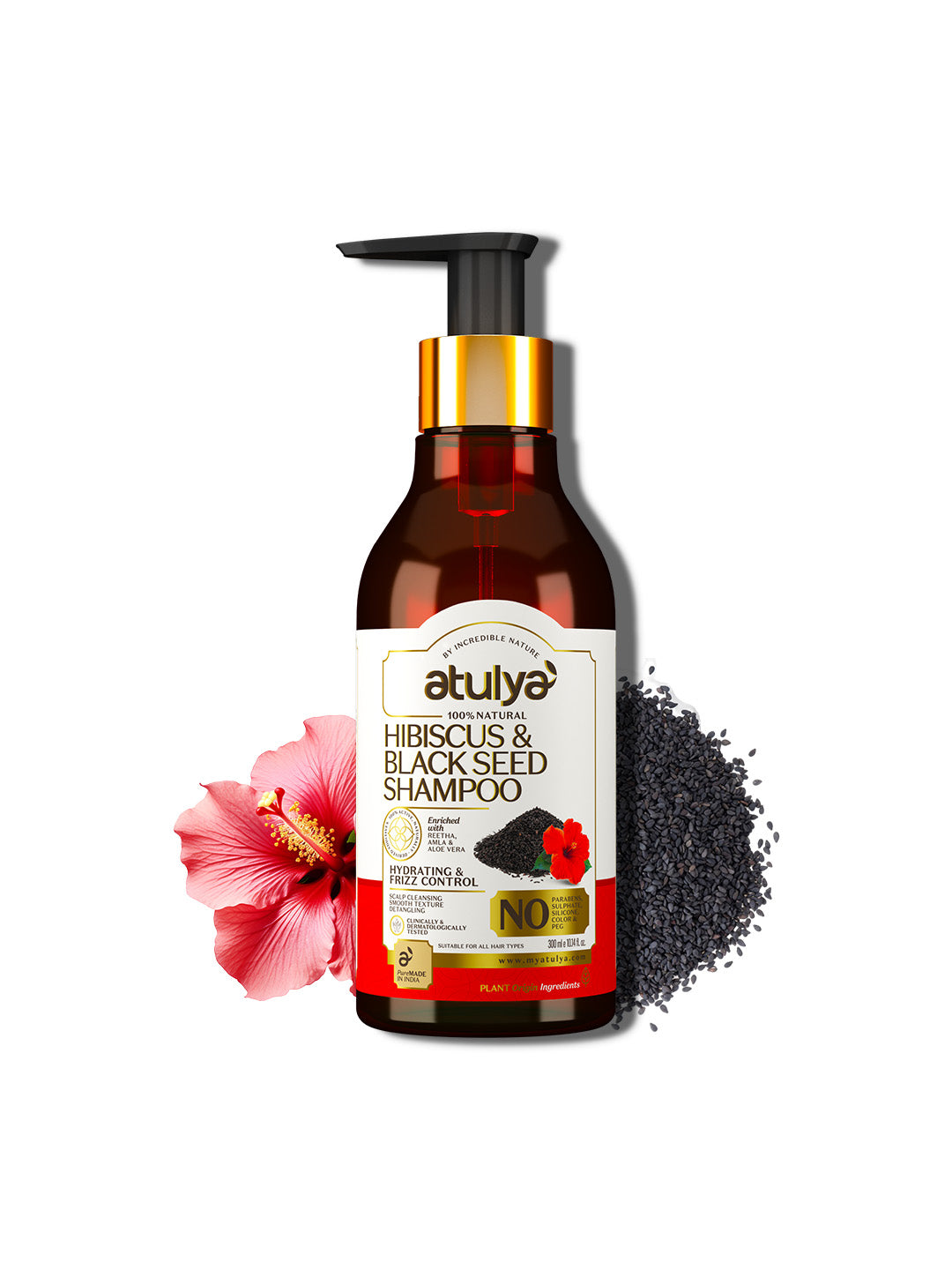 Atulya Hibiscus & Black Seed Hair Shampoo for Frizz Control - 300ml