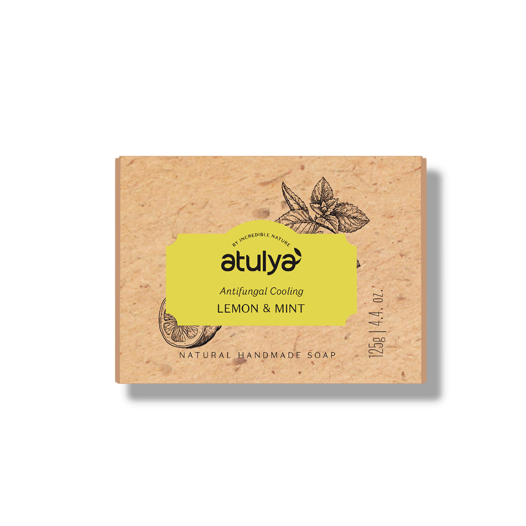 Atulya Lemon & Mint Soap | Antifungal Cooling - 125gm