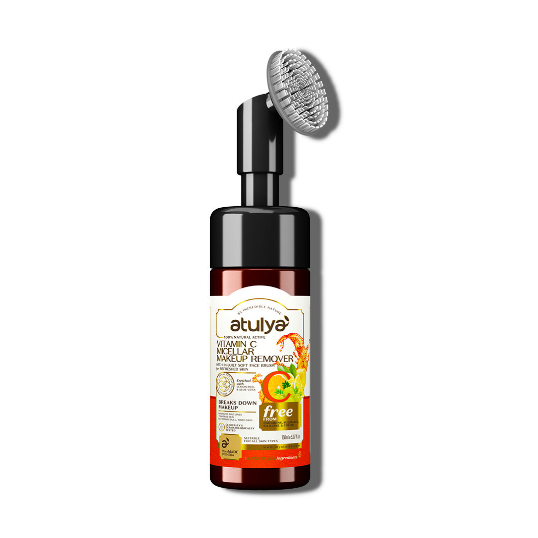Atulya Vitamin C Micellar Makeup Remover with Built-in Silicone Brush - 150ml