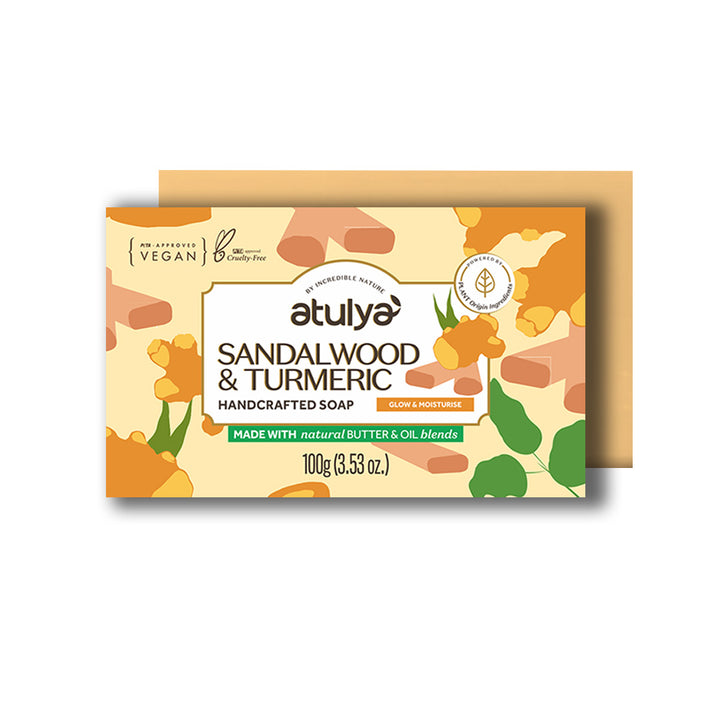 Atulya Sandalwood & Turmeric Handcrafted Soap | Hydrates and Brightens Skin - 100gm