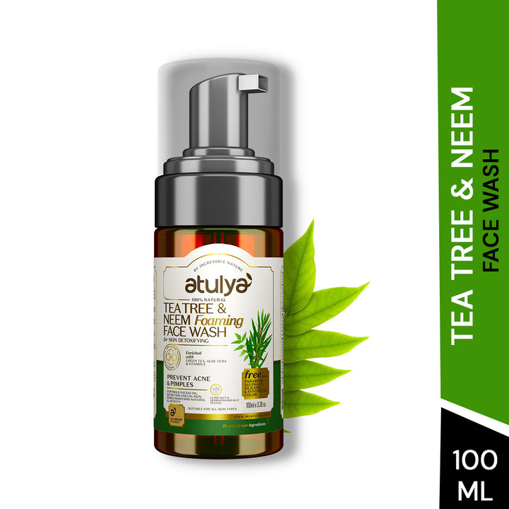 Atulya Tea Tree & Neem Foaming Face Wash With Pump | Prevents Acne - 100ml
