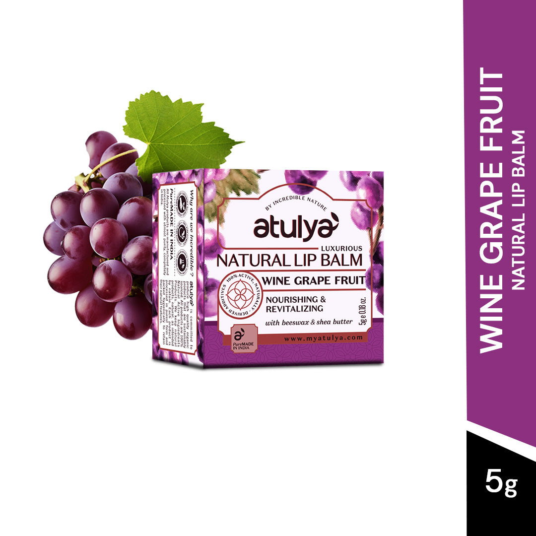 Atulya Wine Grape Fruit Natural Lip Balm | For Nourishing Lips - 5gm