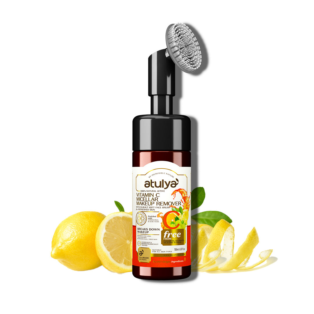 Atulya Vitamin C Micellar Makeup Remover with Built-in Silicone Brush - 150ml