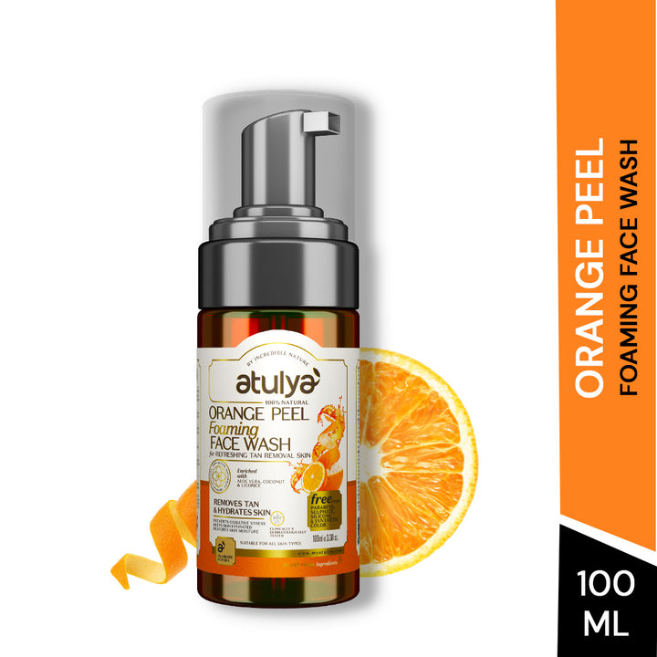 Atulya Orange Peel Foaming Face Wash With Pump | For Tan Removal - 100ml