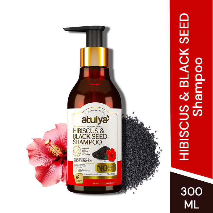 Atulya Hibiscus & Black Seed Hair Shampoo for Frizz Control - 300ml