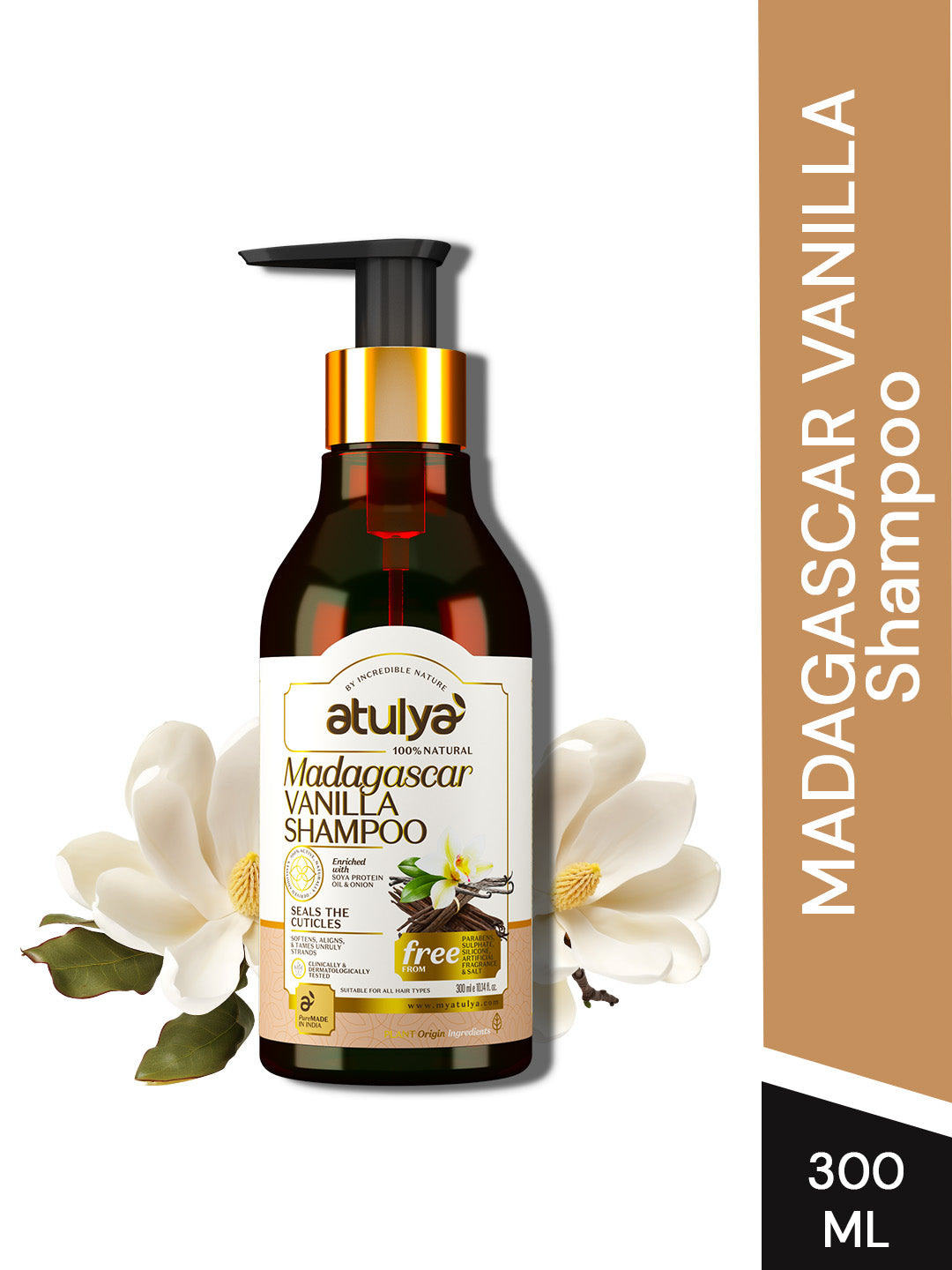 Atulya Madagascar Vanilla Hair Shampoo | Repairs Hair - 300ml
