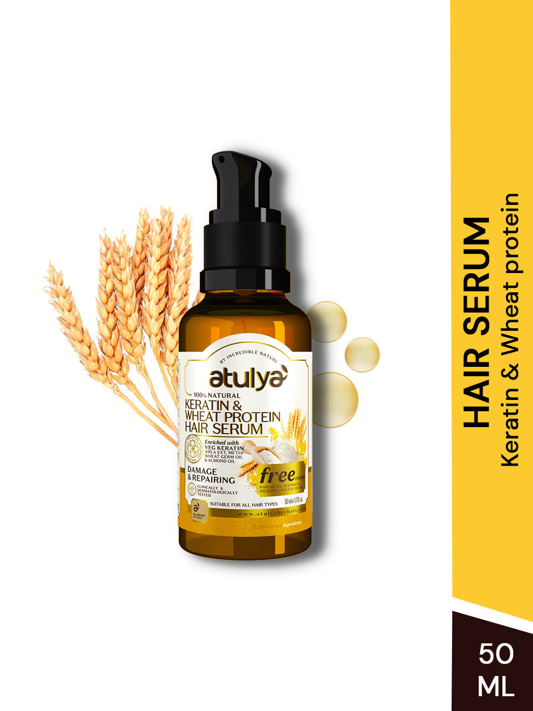 Atulya Keratin & Wheat Protein Hair Serum | Repairing Hair -  50ml