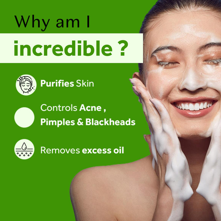 Atulya Tea Tree & Neem Foaming Face Wash with Built-in Silicone Brush | Prevents Acne - 150ml