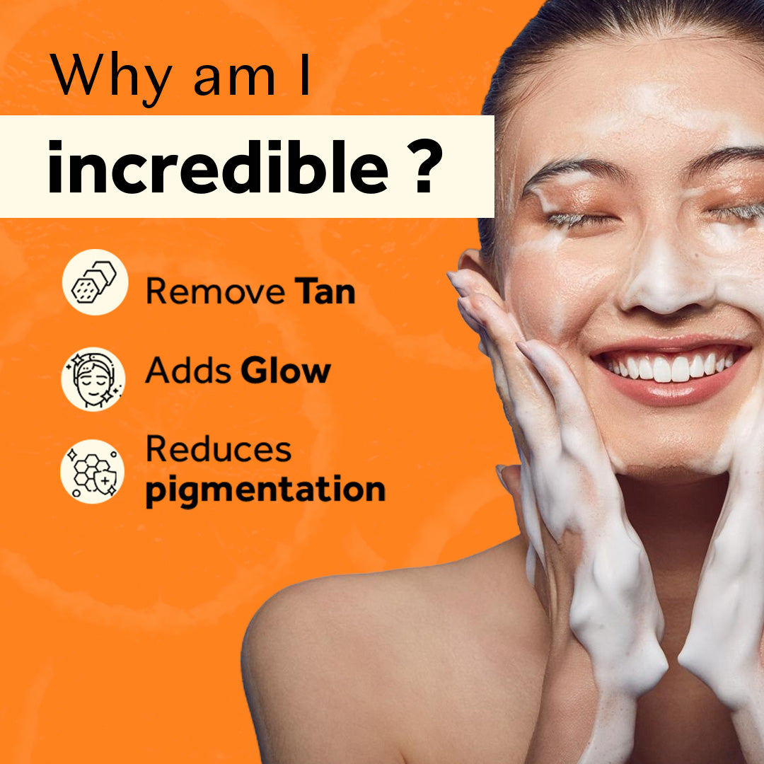 Atulya Orange Peel Foaming Face Wash with Silicone Brush | Tan Removal - 150ml