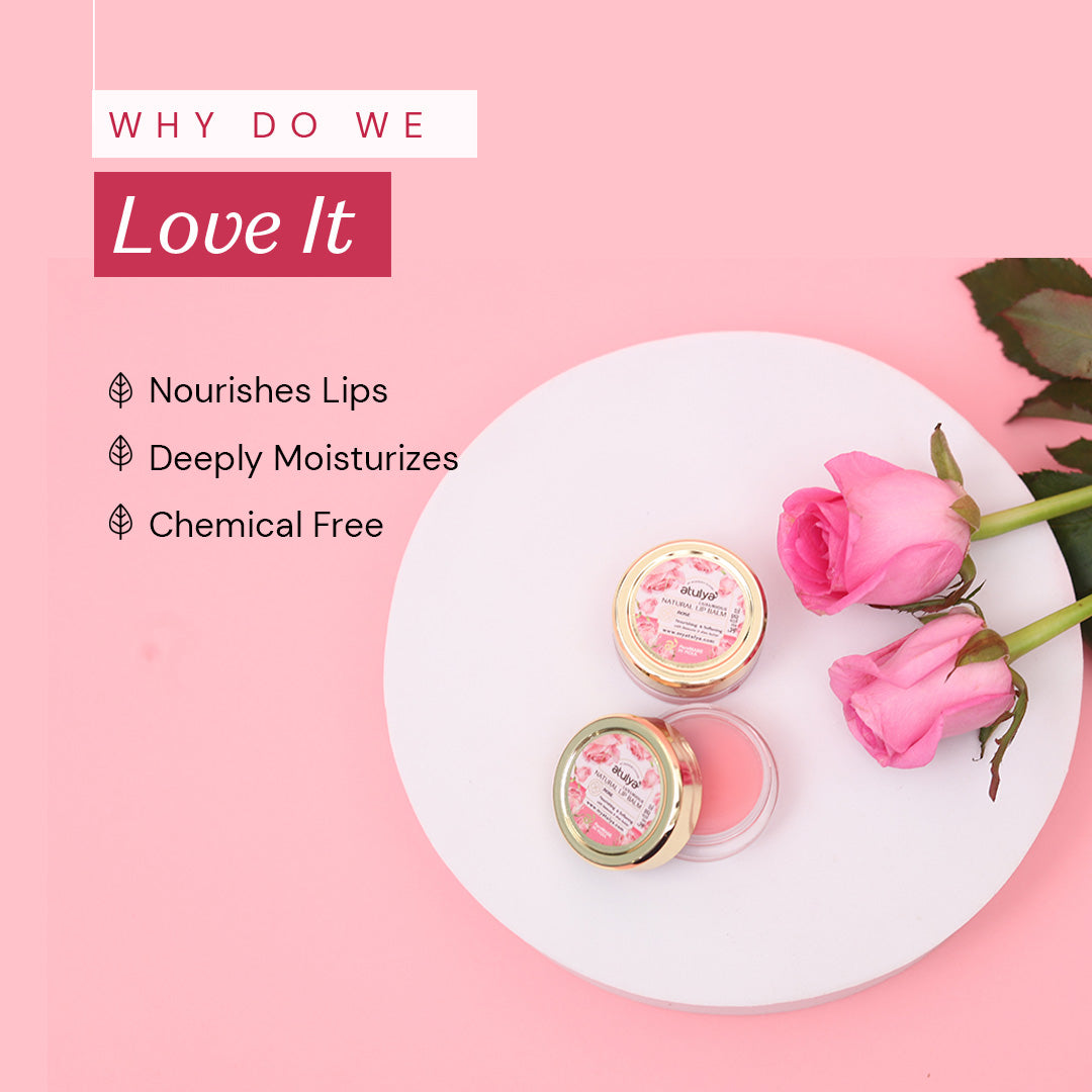 Atulya Rose Natural Lip Balm| Softening and Nourishing - 5gm