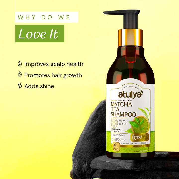 Atulya Matcha Tea Shampoo | Restores Hair Lustre- 300ml