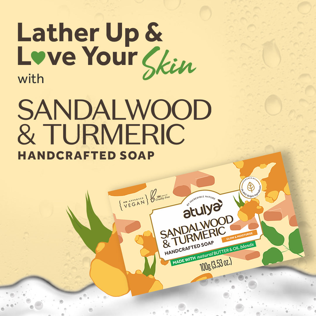 Atulya Sandalwood & Turmeric Handcrafted Soap | Hydrates and Brightens Skin - 100gm