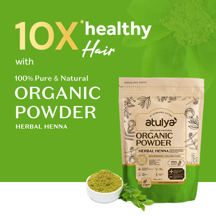 Atulya Herbal Heena Organic Powder | 100% Pure & Natural - 100gm