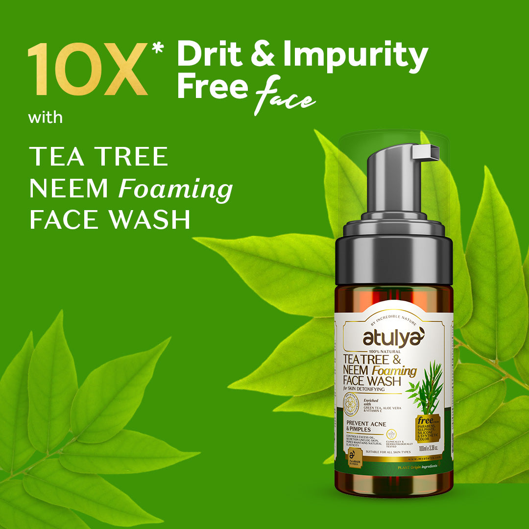 Atulya Tea Tree & Neem Foaming Face Wash With Pump | Prevents Acne - 100ml