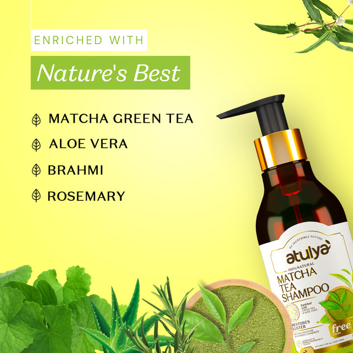 Atulya Matcha Tea Shampoo | Restores Hair Lustre- 300ml