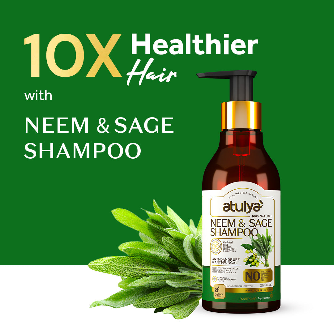 Atulya Neem & Sage Shampoo | Anti-dandruff and Anti-fungal - 300ml