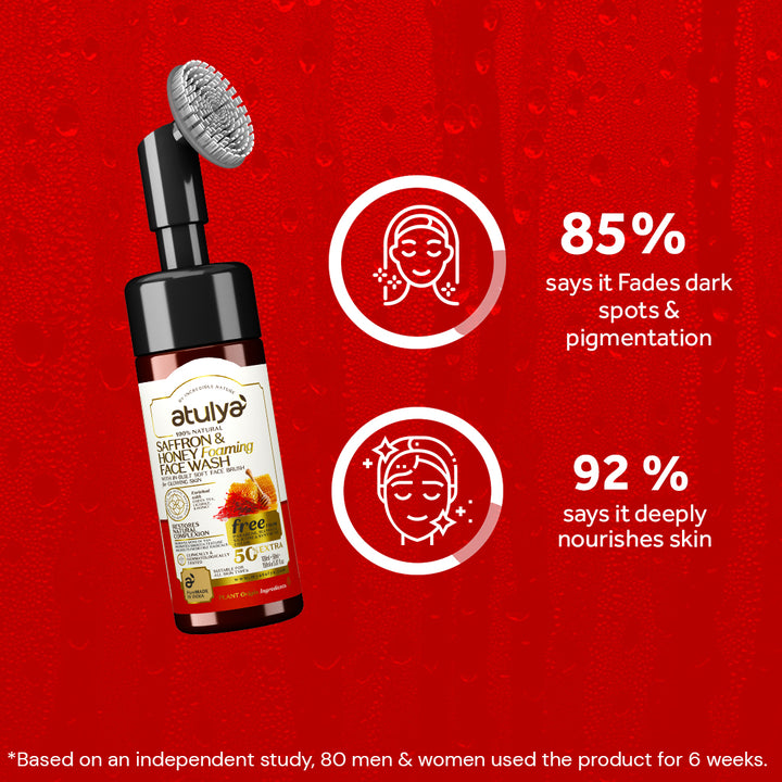 Atulya Saffron & Honey Face Wash with Built-In Silicone Brush - 150ml