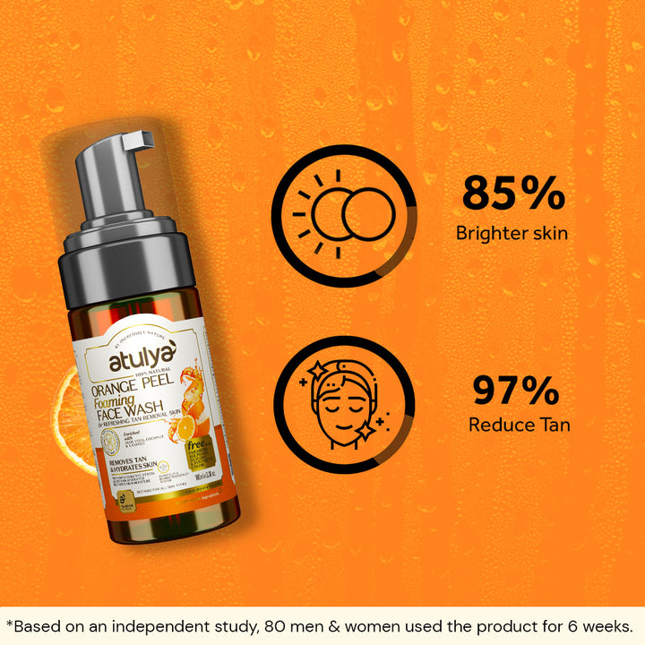 Atulya Orange Peel Foaming Face Wash With Pump | For Tan Removal - 100ml