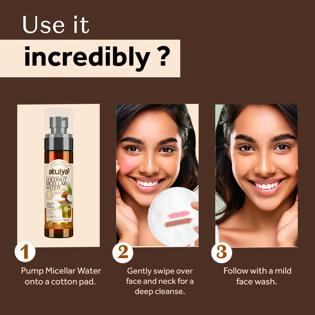Atulya Coconut Micellar Water| Removes Dirt and Makeup  - 100ml
