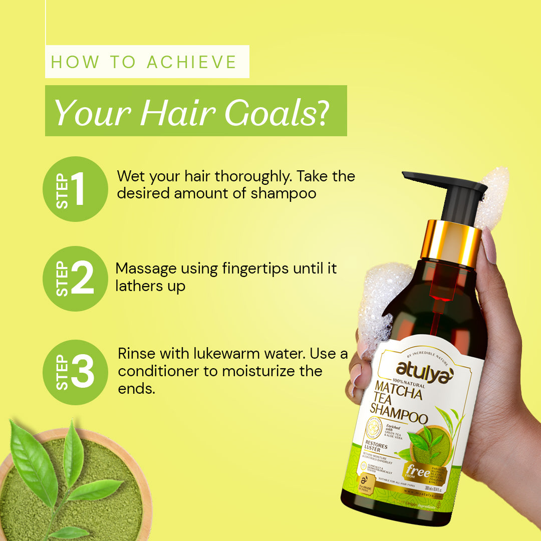 Atulya Matcha Tea Shampoo | Restores Hair Lustre- 300ml