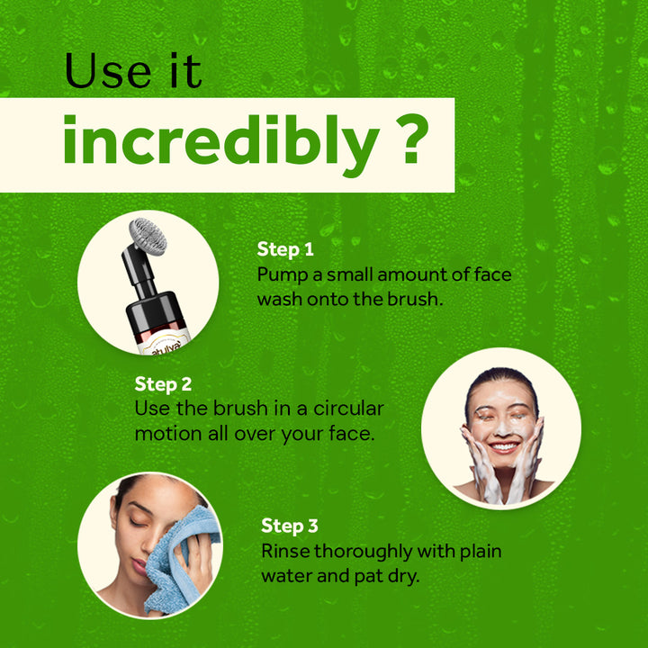 Atulya Tea Tree & Neem Foaming Face Wash with Built-in Silicone Brush | Prevents Acne - 150ml