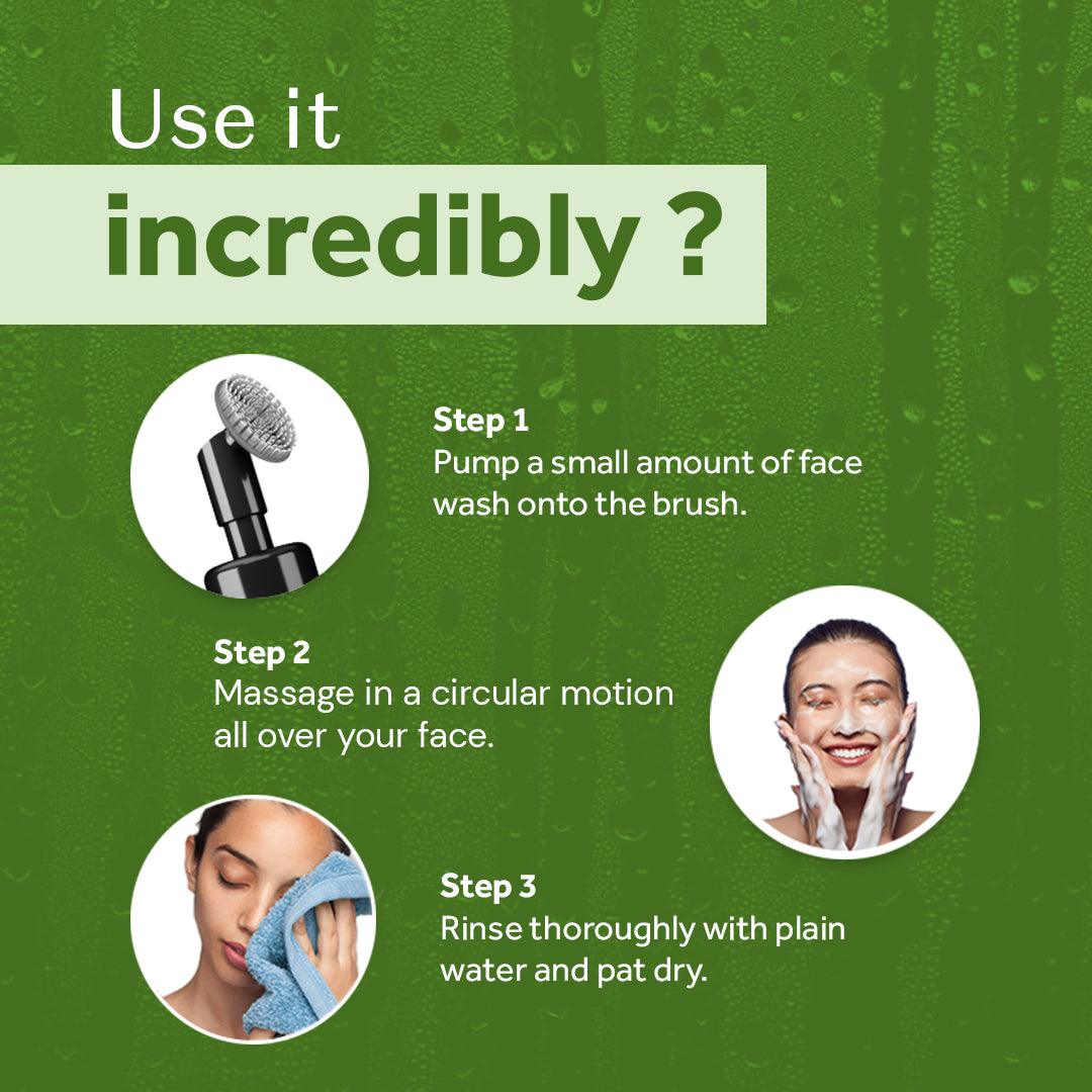 Atulya Aloe Vera Foaming Face Wash with Built-In Silicone Brush | Hydrates Skin - 150ml