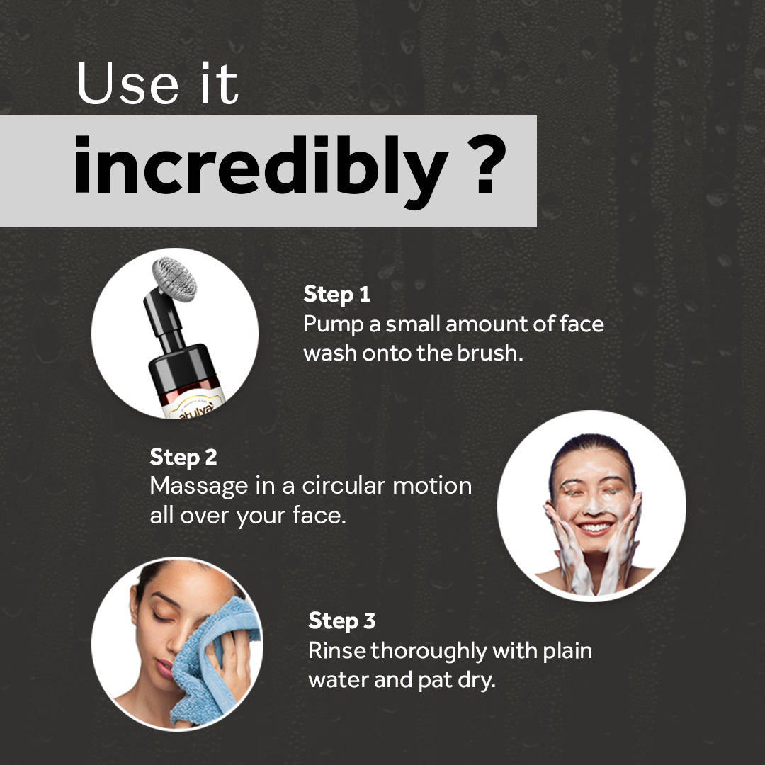 Atulya Activated Organic Bamboo Charcoal Foaming Face Wash With Silicone Brush - 150gm