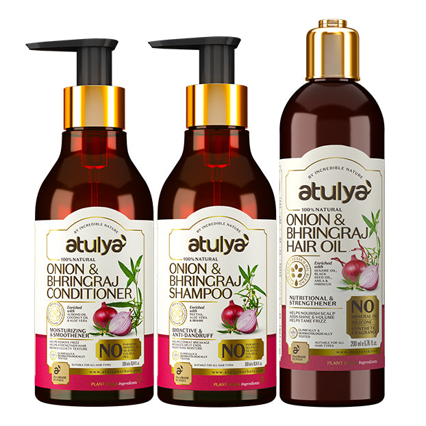 Atulya Onion & Bhringraj Complete Hair Care Combo for Strong Smooth Healthy Looking Hair