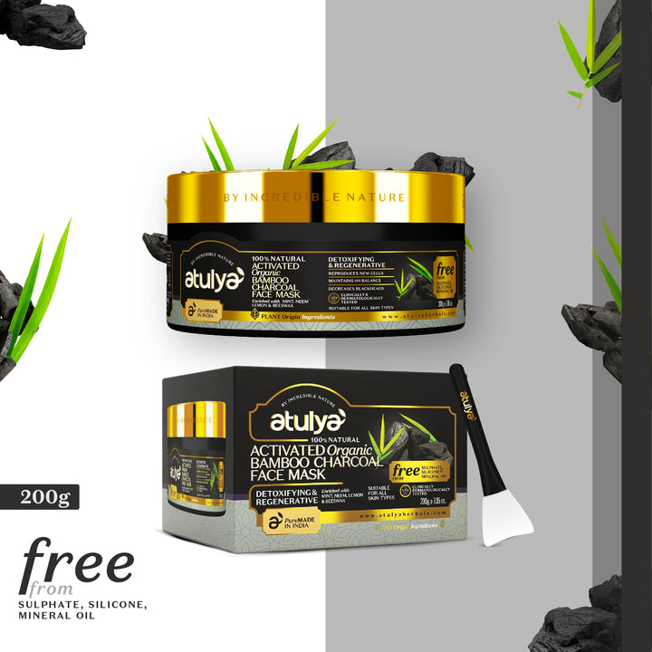 atulya Activated Organic Bamboo Charcoal Face Mask for Glowing Skin