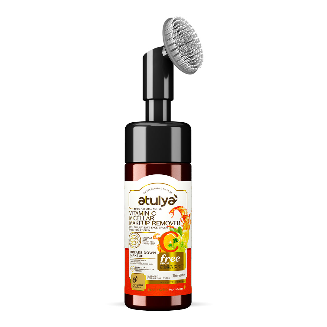Atulya Vitamin C Micellar Makeup Remover with Built-in Silicone Brush - 150ml