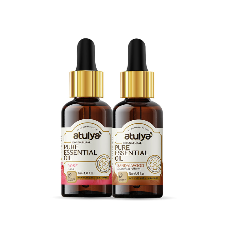 Atulya Rose & Sandalwood Essential Oil Combo (Pack of 2) - 15ml Each