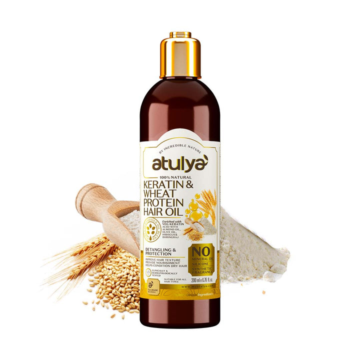 Atulya Keratin & Wheat Protein Hair Oil | Detangles and Protects Hair - 200ml