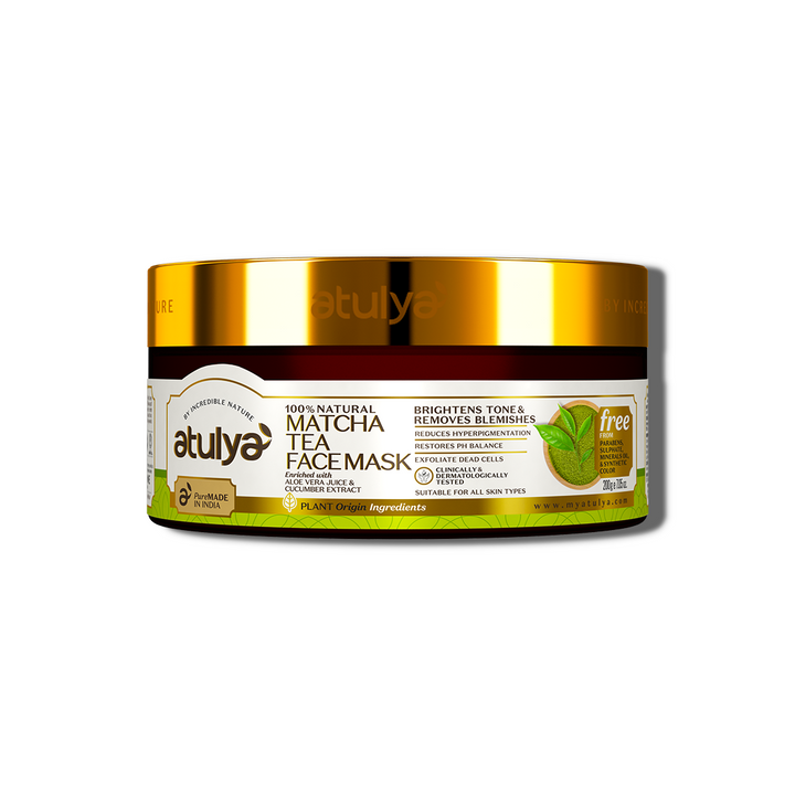 Atulya Matcha Tea Face Mask | Brightens Tone and Removes Blemishes - 200gm