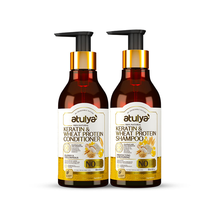 Atulya Keratin & Wheat protein Shampoo + Conditioner Set (Pack of 2) - 300ml Each