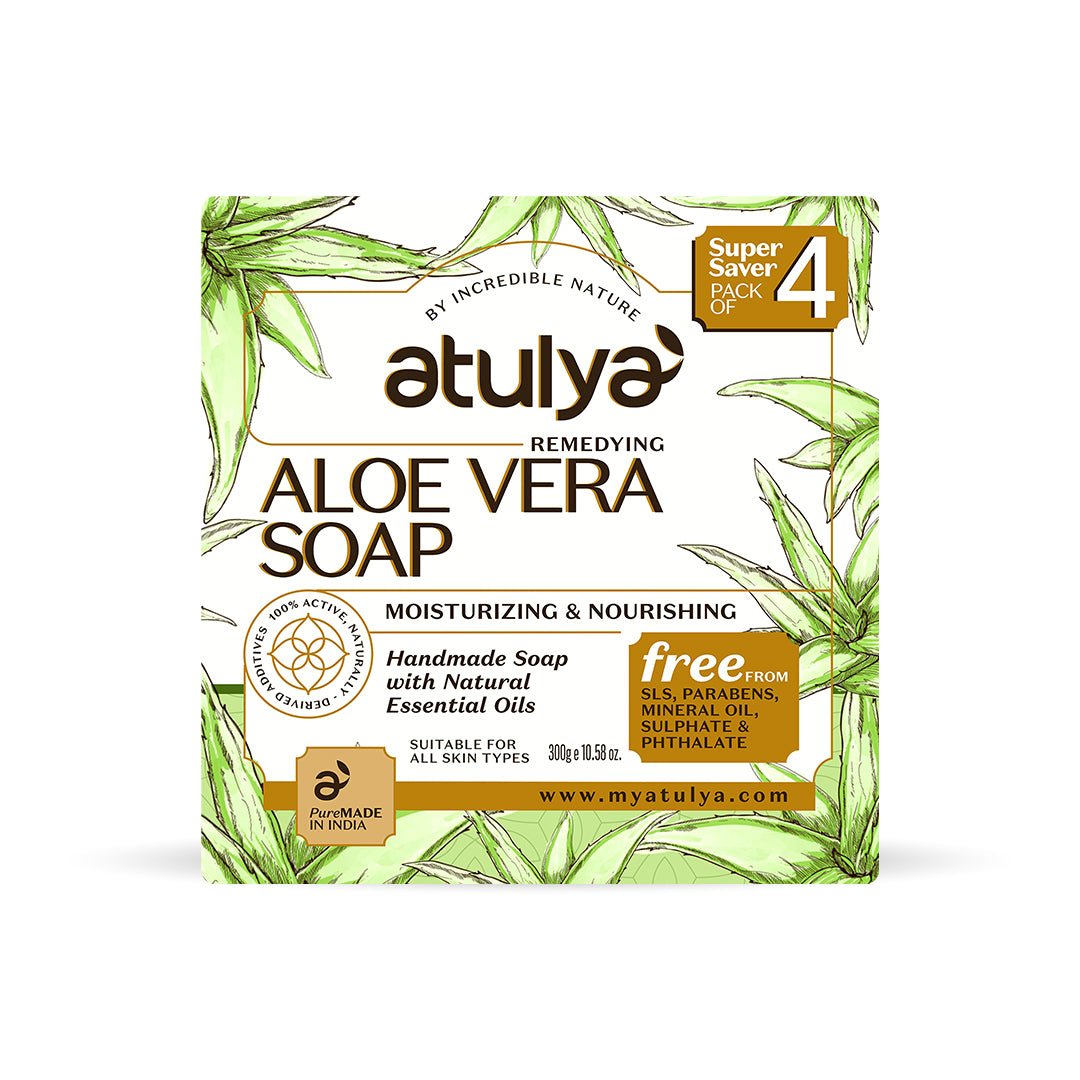 Atulya Aloe Vera Soap | Moisturising and Nourishing (Pack of 4) - 300 gm
