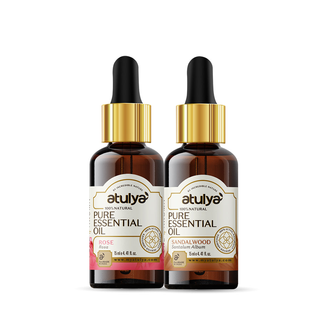 Atulya Rose & Sandalwood Essential Oil Combo (Pack of 2) - 15ml Each