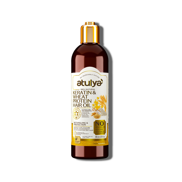 Atulya Keratin & Wheat Protein Hair Oil | Detangles and Protects Hair - 200ml