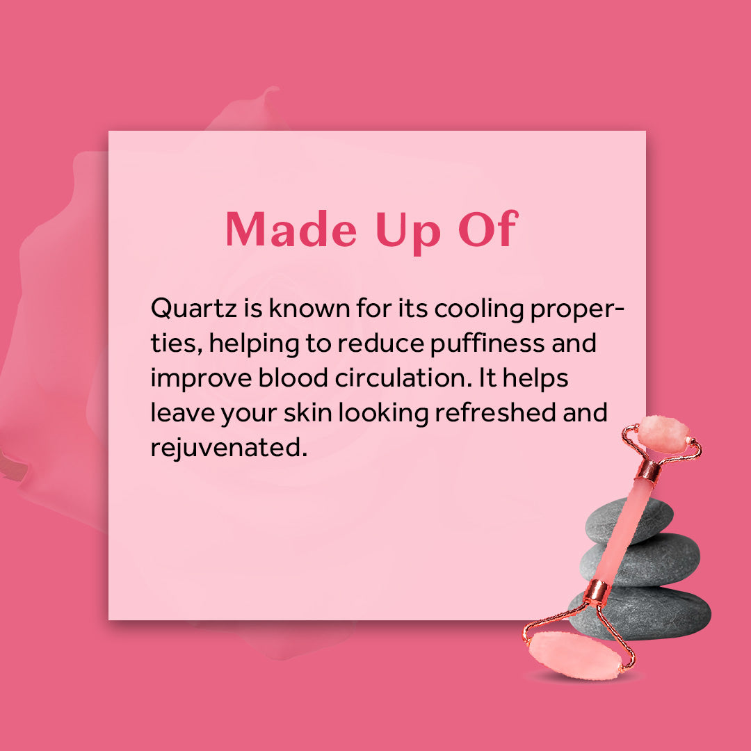 Atulya Rose Quartz Roller |Dual-headed | Massage and Stress Relieving