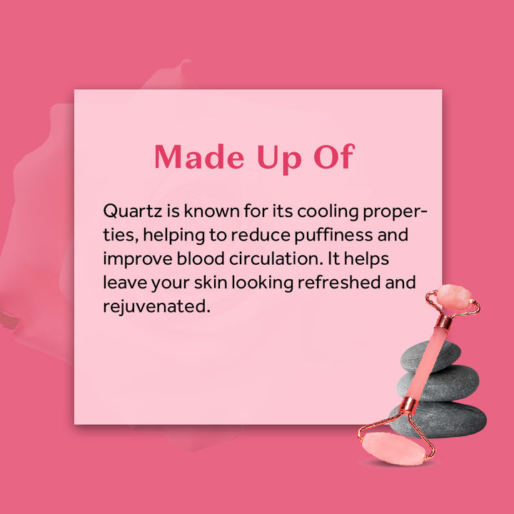 Atulya Rose Quartz Roller |Dual-headed | Massage and Stress Relieving