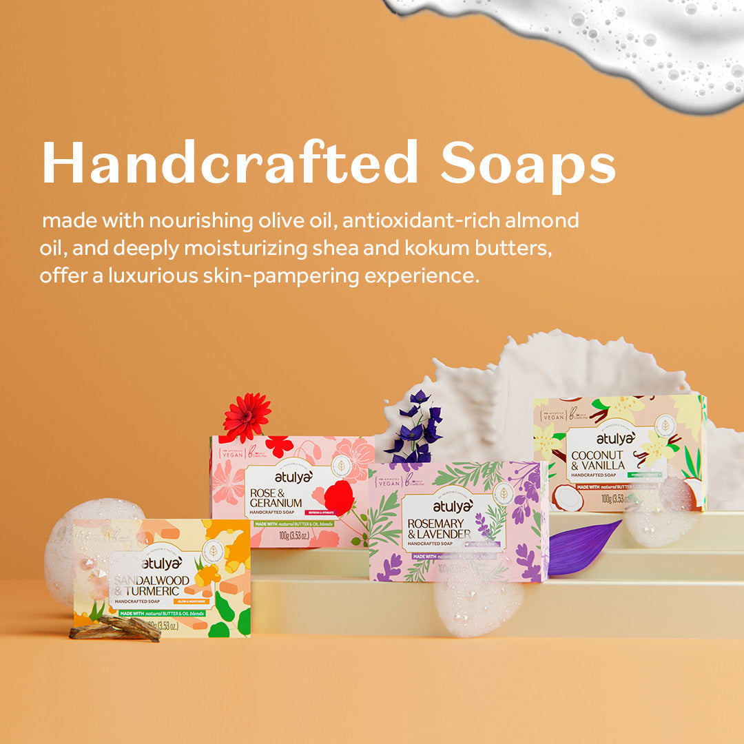 Atulya Sandalwood & Turmeric Handcrafted Soap | Hydrates and Brightens Skin - 100gm