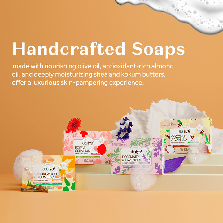 Atulya Sandalwood & Turmeric Handcrafted Soap | Hydrates and Brightens Skin - 100gm