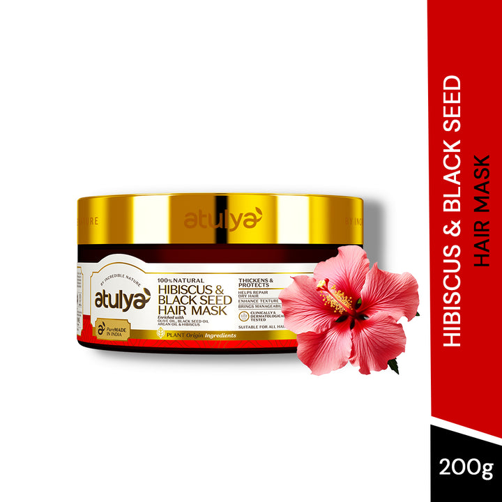 Atulya Hibiscus & Black Seed Hair Mask | Thickens and Protects - 200gm