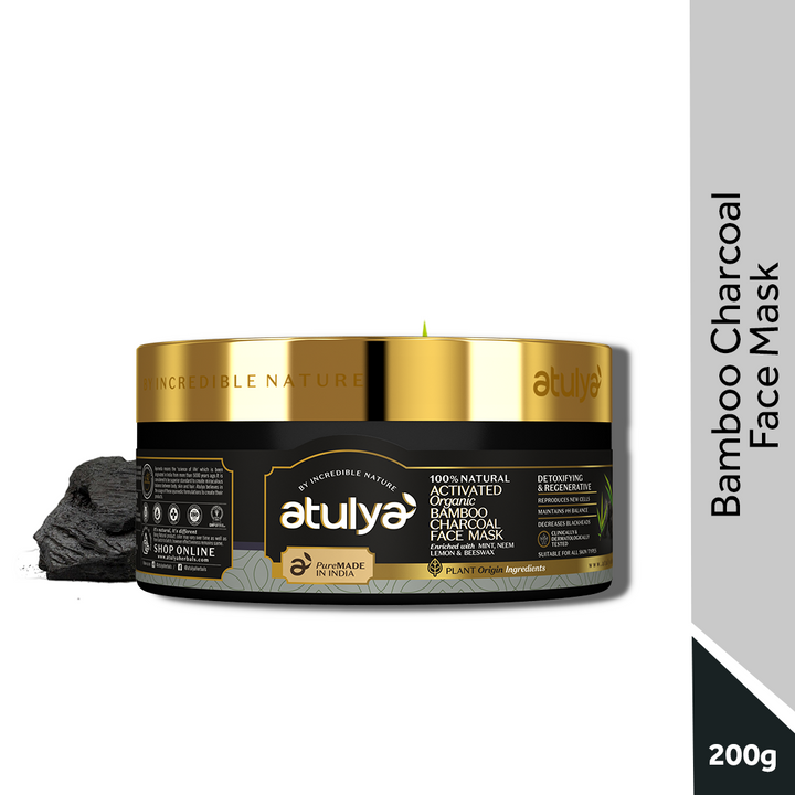 Atulya Activated Organic Bamboo Charcoal Face Mask | Detoxifying - 200g