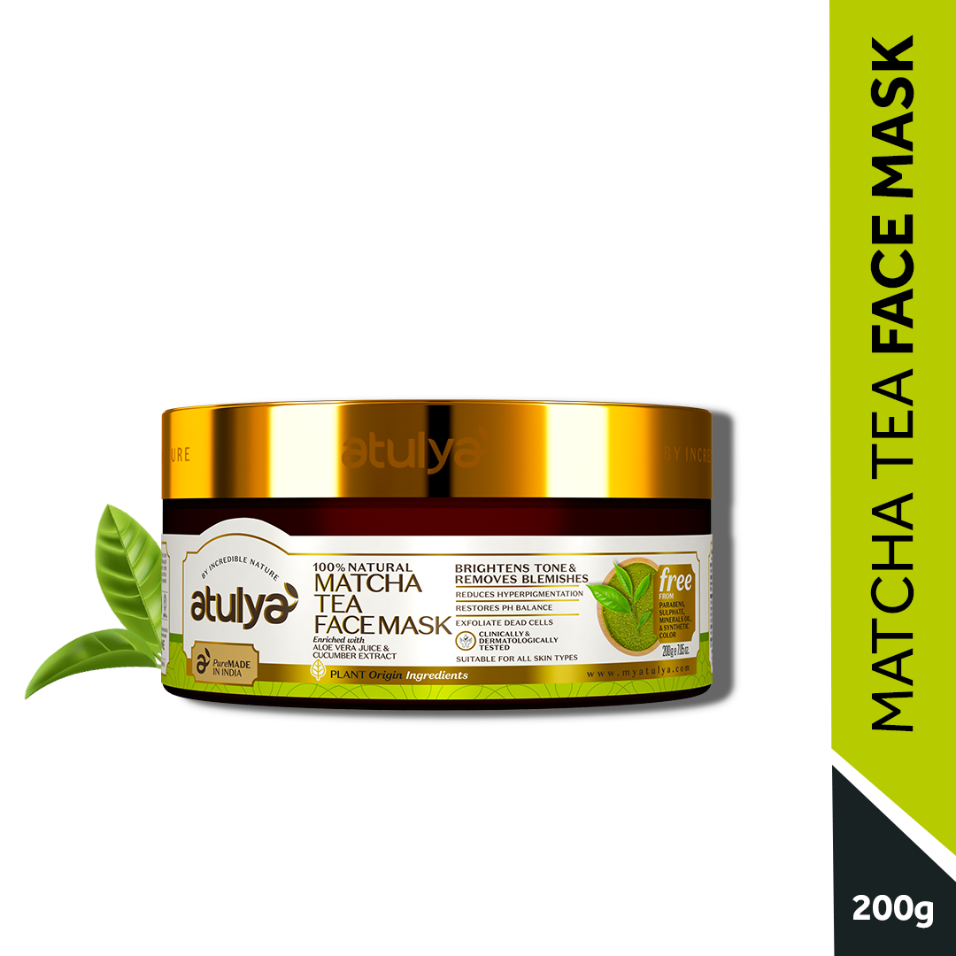 Atulya Matcha Tea Face Mask | Brightens Tone and Removes Blemishes - 200gm