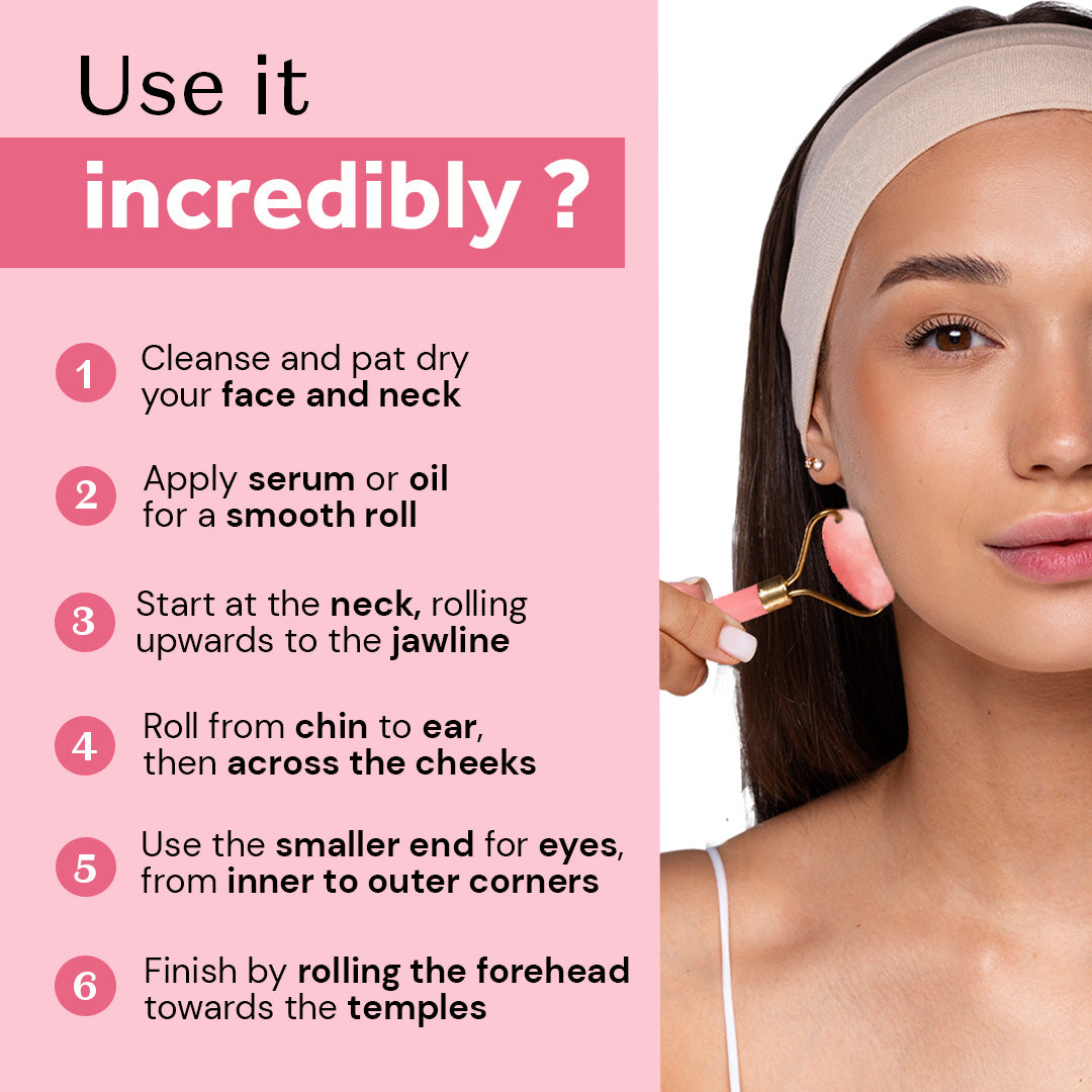 Atulya Rose Quartz Roller |Dual-headed | Massage and Stress Relieving