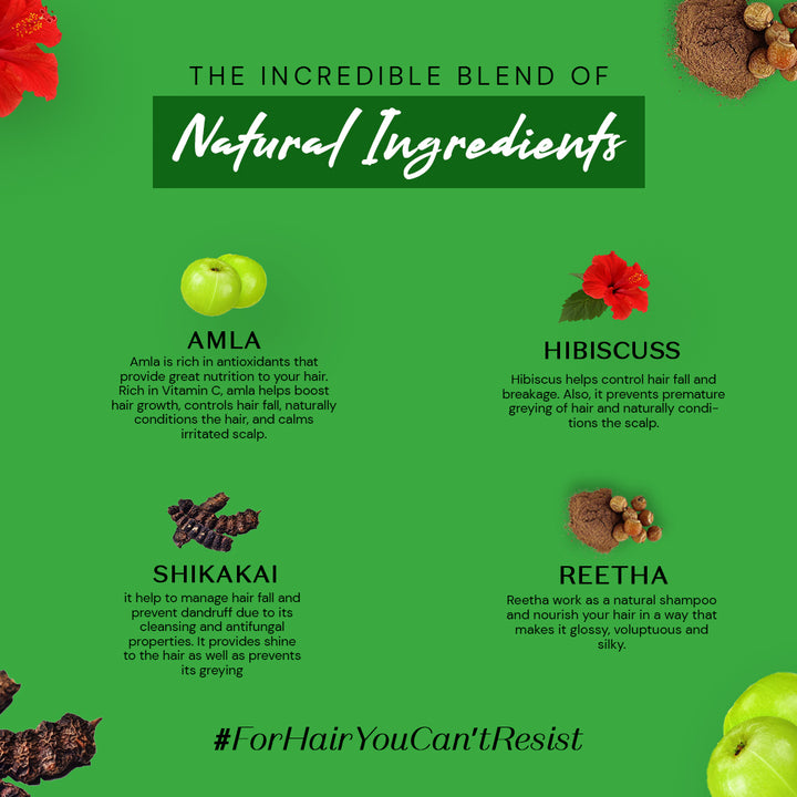 Atulya 100% Pure & Natural Organic Powder Hibiscus, Reetha, Amla, Shikakai Powder (Pack of 4)