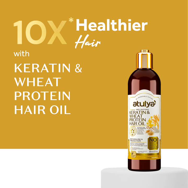 Atulya Keratin & Wheat Protein Hair Oil | Detangles and Protects Hair - 200ml