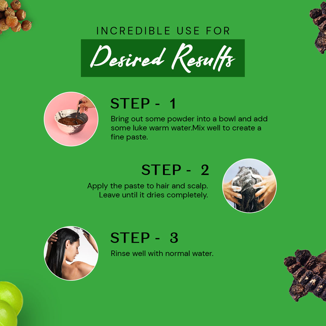 Atulya 100% Pure & Natural Organic Powder Amla, Reetha, Shikakai Powder (Pack of 3)