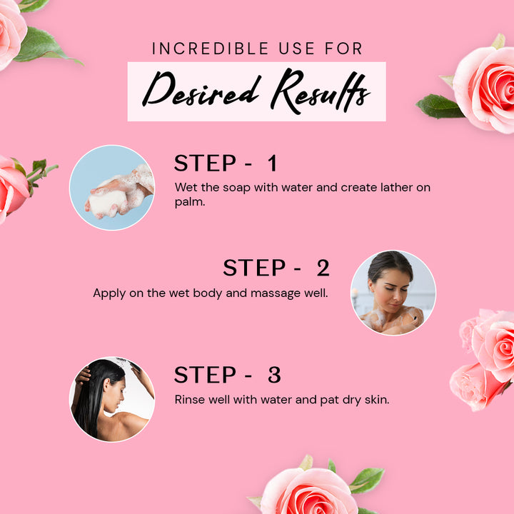 Atulya Rose Water Soap | Cleansing and Refreshing (Pack of 4)