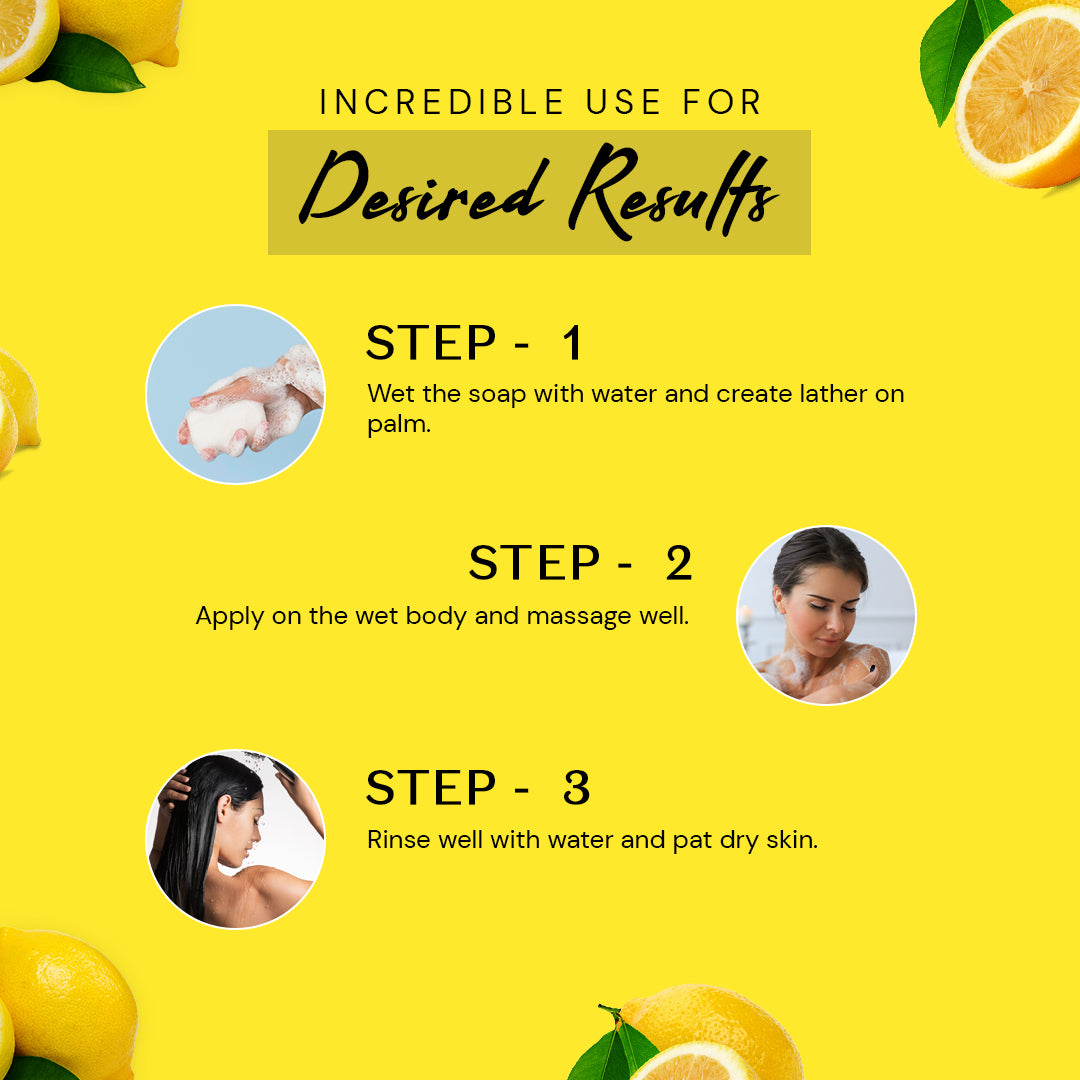 Atulya Lemon Soap | Detoxifies and Revitalizes Skin | Pack of 4 - 300gm